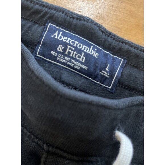 Abercrombie&Fitch Joggers Pants Womens L Black Fleece Elastic Waist Logo - Picture 5 of 12